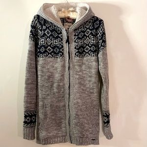 Wool Knitted Zipped fleece-lined Hoodie (L/XL)